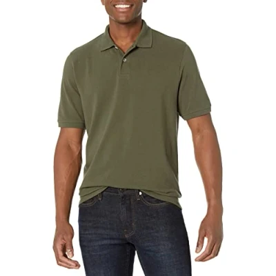 Image of Amazon Essentials Men&#039;s Regular Fit Cotton Pique Polo Shirt (Available in Big &amp; Tall), Olive, S