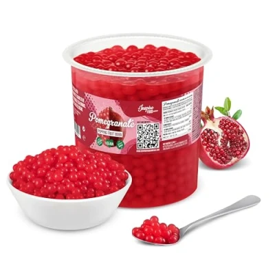 Image of The Inspire Food Company Popping Boba Pearls For Bubble Tea 3.2KG Pomegranate Bursting Real Fruit Juice Dessert,Smoothie 100% Vegan &amp; Glutenfree, No Artificial Colors