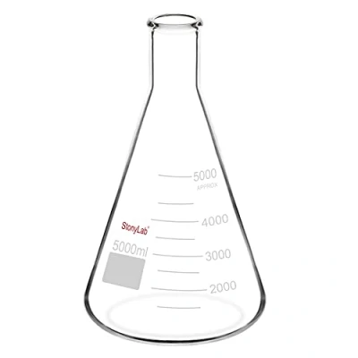 Image of stonylab 1 Pack Glass Heavy Wall Narrow Mouth Erlenmeyer Flasks with Duty Rim (5000ml)