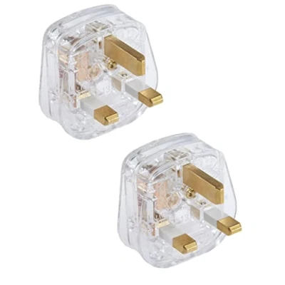 Image of Mr Gadget Solutions® 2 x Clear Transparent Mains Electrical Plug 13A Fuse fitted Uk Power 500w Appliance