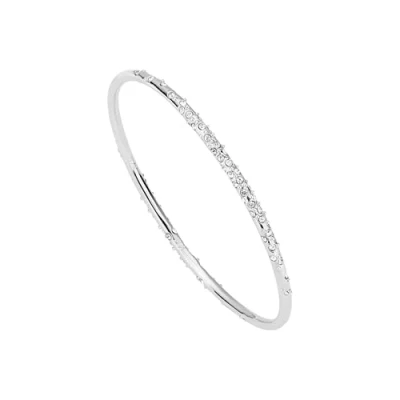 Image of Karen Millen Crystal Sprinkle Bangle Bracelet For Women (Silver/Clear Crystal)