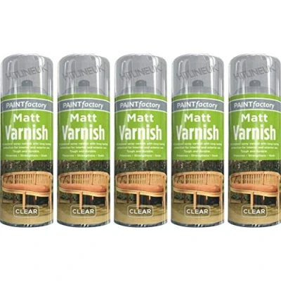 Image of 5 x 400ML Clear Varnish Professional Matt Finish Spray Wood Color Paint All Purpose