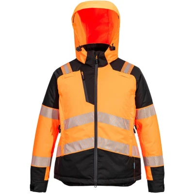 Image of Portwest PW3 Hi Vis Women&#039;s Winter Jacket (T162) Orange/Black XL