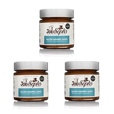 Image of Joe &amp; Seph&#039;s salted caramel sauce (3x230g) caramel, drizzle, ice cream sauce, for coffee, vegetarian, home baking, cakes