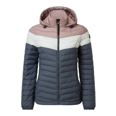 Image of TOG24 Garriston Womens Lightweight, Supersoft Quilted Colourblock Puffer Jacket for Winter with Fixed Hood and Eco friendly Thermal Filling (12, Washed Blue/Pink)
