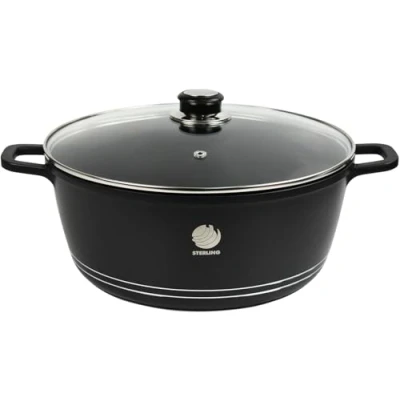Image of Non Stick Coating Casserole Pot Die Cast Stockpot Aluminium with Tempered Glass Lid (26cm)