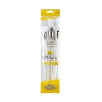 Image of Royal and Langnickel Long Handle Soft Grip Taklon Variety Brush Set White (Pack of 5)