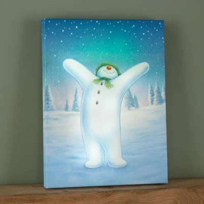 Image of 30 x 40cm Battery Operated Light up The Snowman Christmas Canvas with LEDs