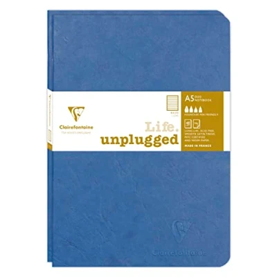 Image of Clairefontaine 733174C Age Bag DUO set of 2 stitched notebooks 14.8x21cm 96p lined blue