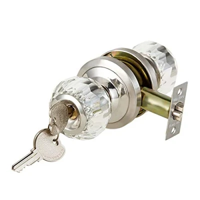 Image of NUZAMAS Door Locks with Glass Crystal Knob, Key Locking Lock Set, Interior Exterior Knobs, Bedroom, Kitchen, Bathroom, Laundry Room Doors White