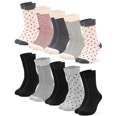 Image of Occulto Women Socks Pack of 10 (Model: Michaela) 3 Pairs Red 4 Grey Black 5