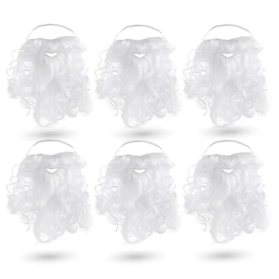 Image of TK Gruppe Timo Klingler 6 x Santa Beard White for Fancy Dress as Claus Christmas (6X)