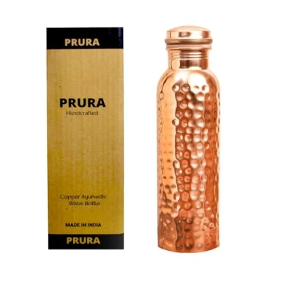 Image of PRURA Copper Water Bottle Leak Proof Ayurvedic Drinkware Vessel for Sports, Gym, Outdoors, Yoga