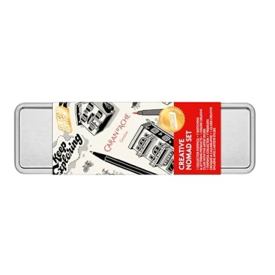 Image of Caran d&#039;Ache RYLSEE 3000.323 Lettering Set + 1 Online Creative Course in Grey Metal Case