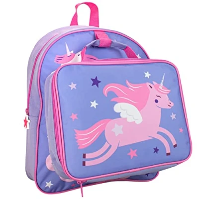 Image of Harry Bear Kids Backpack and Lunchbag Set Purple Unicorn