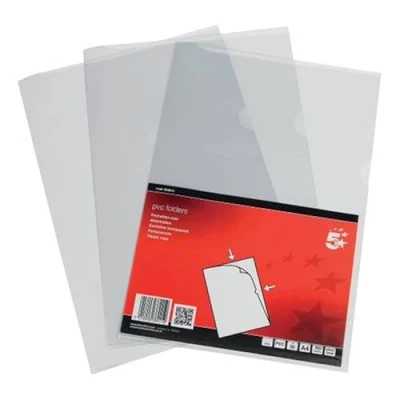 Image of 50 x 5 Star Office A4 PVC Folders Glass Clear, 150 Micron, Plactic Wallet &amp; Document Sleeve Protectors Top Side Open, Copy Safe Perfect for Home, School, Work, Projects Presentations