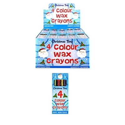 Image of 2 X Henbrandt 12 XMAS CHRISTMAS 4PK WAX CRAYONS CHILDREN LOOT GOODY PARTY BAGS FAVOUR PINNATA FILLERS TOYS