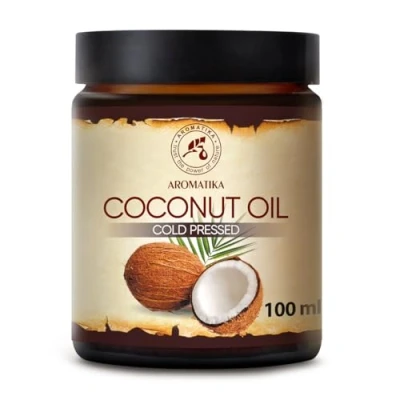 Image of Unrefined Coconut Oil 100% Pure Natural Cold Pressed 100ml Glass Bottle Cocos Nucifera Indonesia Benefits for Skin Hair Face Body