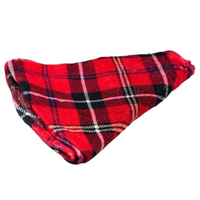Image of Tartan Plaid Christmas Tree Skirt Soft Fleece Red and Black