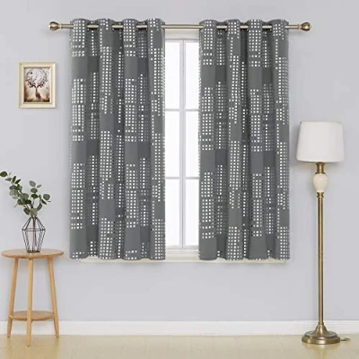 Image of Deconovo Blackout Curtain Room Darkening Thermal Insulated Draperies Grommet Window Treatments for Bedroom, 52 x 54 in, Light Grey, 2 Panels