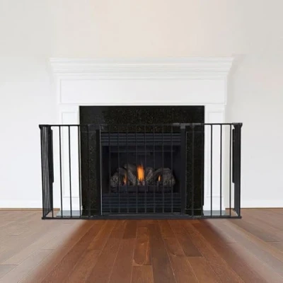 Image of Safetots Multi Panel Fire Surround, 38cm Deep x 138cm Wide, Black, 70cm Tall, Child and Pet Safety, Baby Toddler Guard, Safety Barrier for Fireplaces, Easy Installation