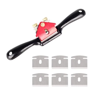 Image of 9 Spokeshave Woodworking Hand Tool Planer for Wood Adjustable Spoke Shave Set with 6Pcs Replacement Blades Craft