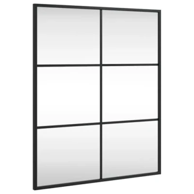 Image of vidaXL Wall Mounted Mirror, Black, Rectangle, Iron Frame, 50x60 cm, Decorative Mirror suitable for Multiple Rooms and Settings