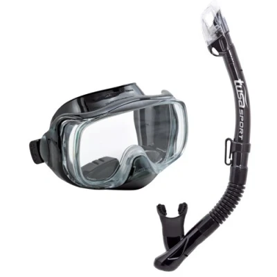 Image of Tusa Imprex Purge 3D Dry Mask &amp; Snorkel Set Colour Choice (All black)