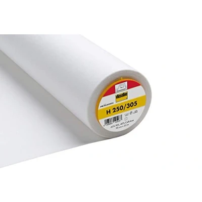Image of Vlieseline/Vilene H250/305 Iron On Non Woven Interfacing/Interlining for Sewing, Embroidery, Quilting, Applique, Repair, &amp; Stabilizer White 90cm x 1 metre