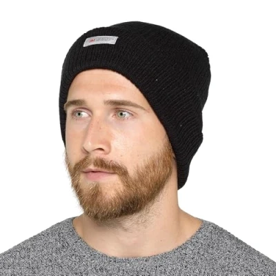 Image of Adults 3M Thinsulate Insulation Beanie Hat (Black)