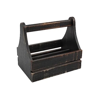 Image of T&amp;G Drift Table Tidy With 2 Compartments Rustic Black L242 x W166 H220mm 09554