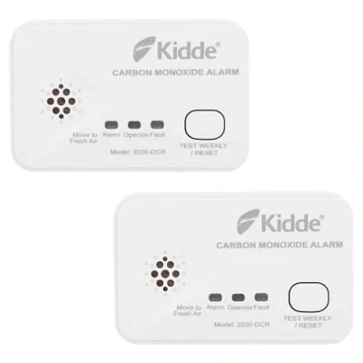 Image of 2 Pack Kidde 2030 DCR Compact 10 Year Life Carbon Monoxide Alarm with AA batteries