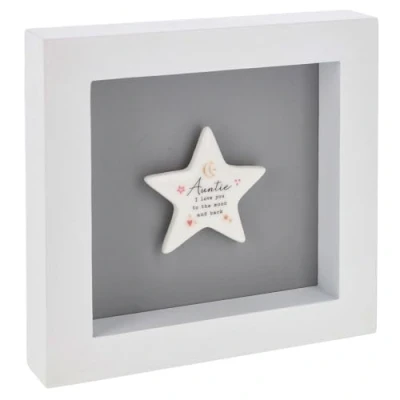 Image of Shudehill Giftware Heartfelt Art Star Plaque in White Frame Small Sisters, Auntie, Friend, Friendship, Baby Boy, Angels (Auntie)