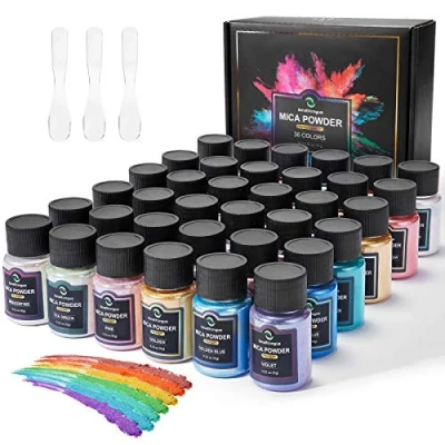 Image of Mica Powder for Epoxy Resin, 36 Colors, 0.35 oz(10g) Bottles Glitter Pigment Soap Making, Bath Bomb, Resin Dye Smalltongue