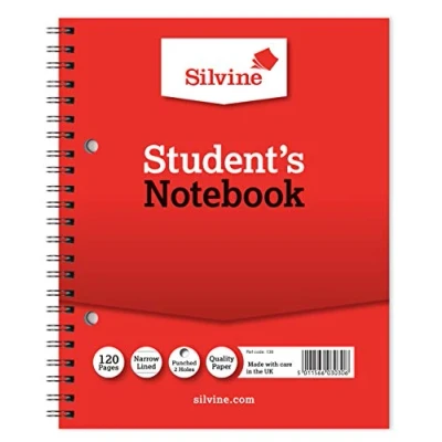 Image of Silvine 8x6&quot; Twin Wire Student&#039;s Notebook. 120 Pages Ruled 6mm Feint [Pack of 12]