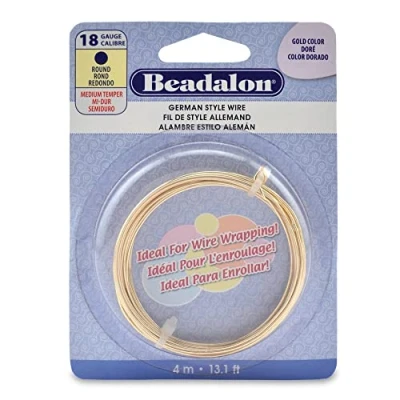 Image of Beadalon German Style Wire Gold Round 18 Gauge 13.1&#039;