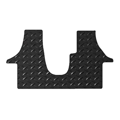 Image of Lusso Floor Carpet Mats for Car Tailored/Compatible to Fit VW Transporter T5 T6 Van 2003 onwards Heavy Duty 3mm Rubber 1 Piece Set (Silver Edging)