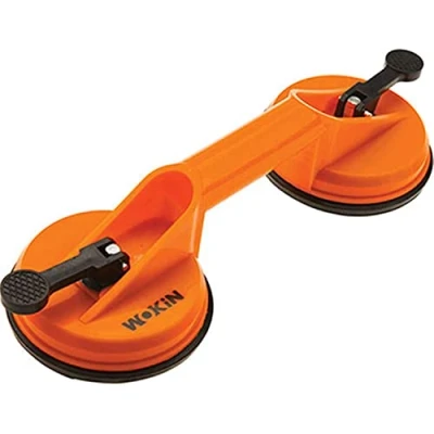 Image of TOOLSTEK WOKIN Heavy Duty Double Suction 2x115mm Kg 50 Lifting Capacity pad Dual Cups Glass Lifter Suckers thick rubber base Aluminum Cup perfect for moving pulling gripping handling materials