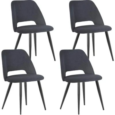 Image of LONGTOO Set of 4 Dining Chairs,Velvet Kitchen Chair,Upholstered Chair with Independent Legs for Room, Living Kitchen, Bedroom and Reception Room,Black