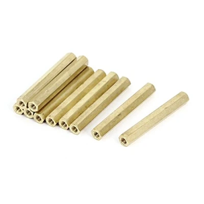 Image of Sourcingmap M4 x 45mm Female Threaded Brass Hex Standoff Pillar Spacer Nut 10pcs
