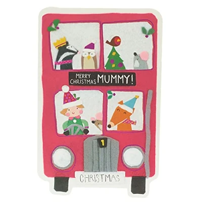 Image of UK Greetings Christmas Card for Mummy Cute Bus Design