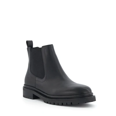 Image of Dune London Womens Ladies PERCEIVE Cleated Casual Chelsea Boots Black Patent Leather Size UK 8