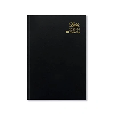 Image of Letts Standard A5 academic 2023/2024 week to view 18 month diary black