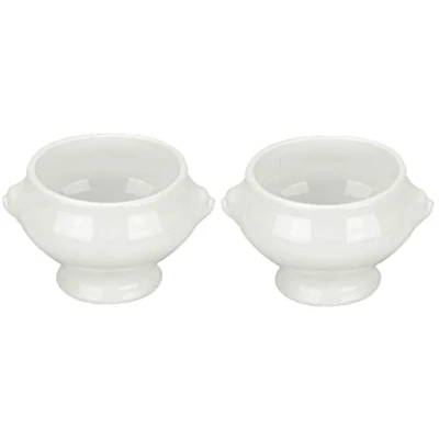 Image of Orion Lion Head White Soup Bowl (2 Handles) Full Size 430ml Commercial Grade (2)