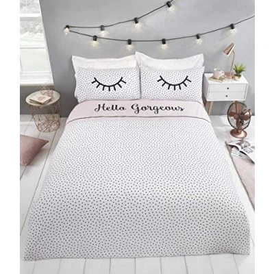 Image of Hello Gorgeous Polka Dot Duvet Cover Set Reversible Bedding Bed Linen, Single