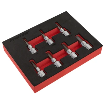 Image of Sealey Premier Hex Socket Bit Set 7pc 3/8&quot;Sq Drive Imperial