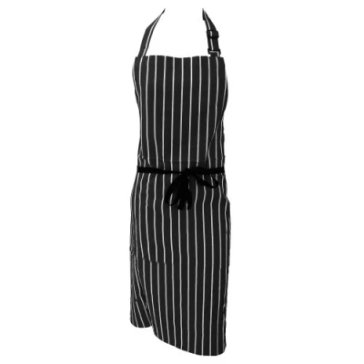 Image of Dennys Unisex Cotton Striped Workwear Butchers Apron (One Size) (Black/White)