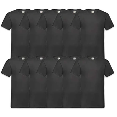 Image of Fruit of the Loom Men&#039;s V Neck Valueweight T Shirt (Pack 10) Black XXXX Large