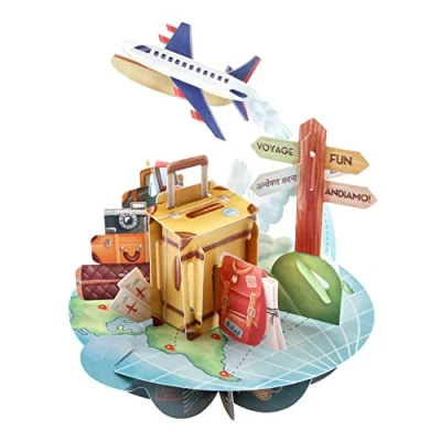 Image of SANTORO Pirouette, 3D Pop Up Greeting Card Travel Gift For Her, Him, Daughter, Son, Thank You, Destination, Holiday Happy Birthday Men, Women