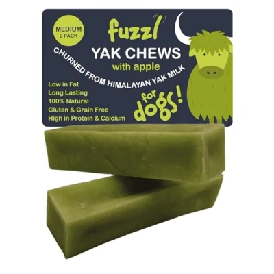Image of Fuzzl Yak Chews with Apple 140g Natural Dog Treats Himalayan Milk Chew No Hide Food Long Lasting Dental Sticks and